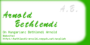 arnold bethlendi business card